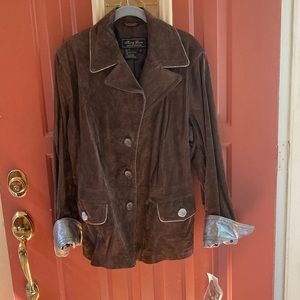 NWT Terry Lewis Brown Suede Jacket with silver trim